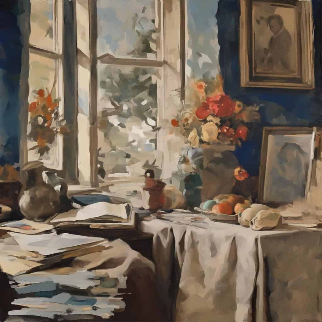 Ανθρώπινο εργαστήριο με πίνακες και αντικείμενα, παραδοσιακός καμβάς έργων τέχνης | Βιογραφίες Καλλιτεχνών από Όλες τις Εποχές.