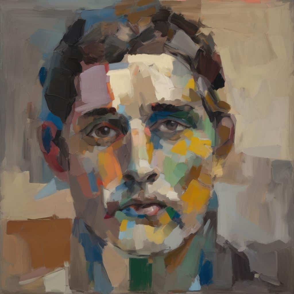 Πορτρέτο μοντέρνου καλλιτέχνη σε αφηρηστικό στυλ, μοναδική τέχνη, βιογραφίες καλλιτεχνών, τέχνη από όλες τις εποχές, σύγχρονη καλλιτεχνική δημιουργία.